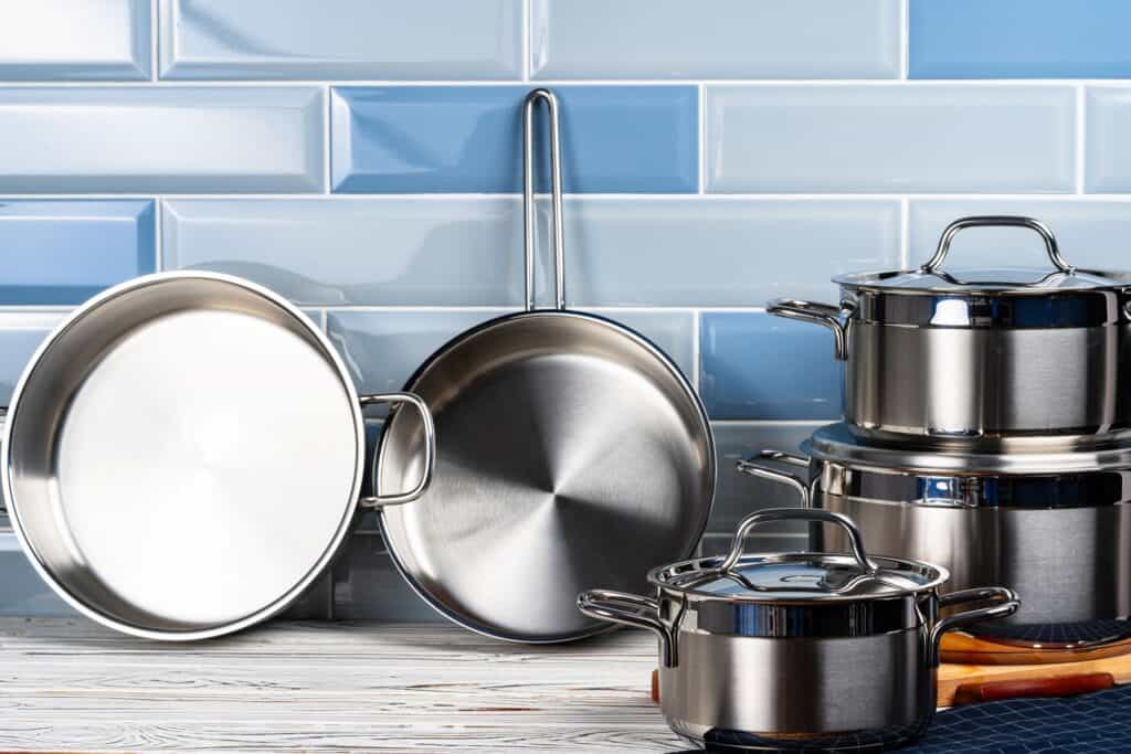 Cookware on kitchen counter